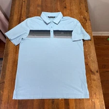 Travis Mathew Polo Shirt Mens Large Blue Striped Golf Casual Preppy TPC
