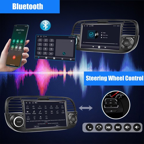7" Apple Carplay Android 14 For Fiat 500 2007-2015 Car Stereo Radio GPS WIFI RDS - Picture 9 of 13