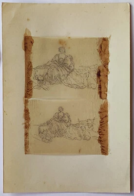 HUIT DESSINS CALQUES XIX SCENES DE GENRE, ANTIQUES, MYTHOLOGIQUES - Photo 1/4