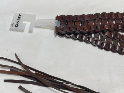 New Vintage DKNY Women Braided Leather Belt Brown L/XL | eBay display picture 2