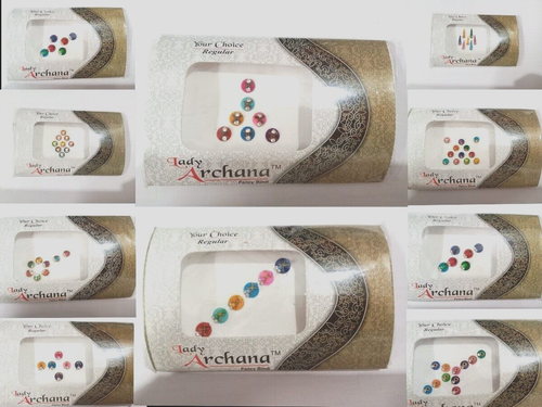 PACK OF 10 BINDI FANCY MULTI COLOR BINDI TEMPORARY TATTO SELF ADHESIVE FASHION