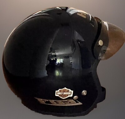 Harley Davidson DOT HJC FG3 Helmet Black Vented Tinted Visor Ear Guard M