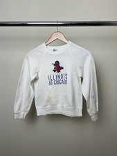 Vintage 80  s University of Illinois Sweatshirt Kids Youth Medium White Pullover