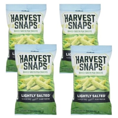 Harvest Snaps Green Pea Snacks Baked LIGHTLY SALTED 3.3Oz. 4Pk 50% Less Sodium