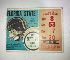 Alabama Football Vs Florida State Game Day Ticket Stub 1967 - RARE