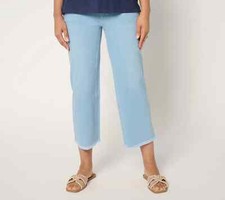 Belle by Kim Gravel TripleLuxe Dnim Wide Leg Crop w/Fray-Lght Wsh-Tall 0 A680149