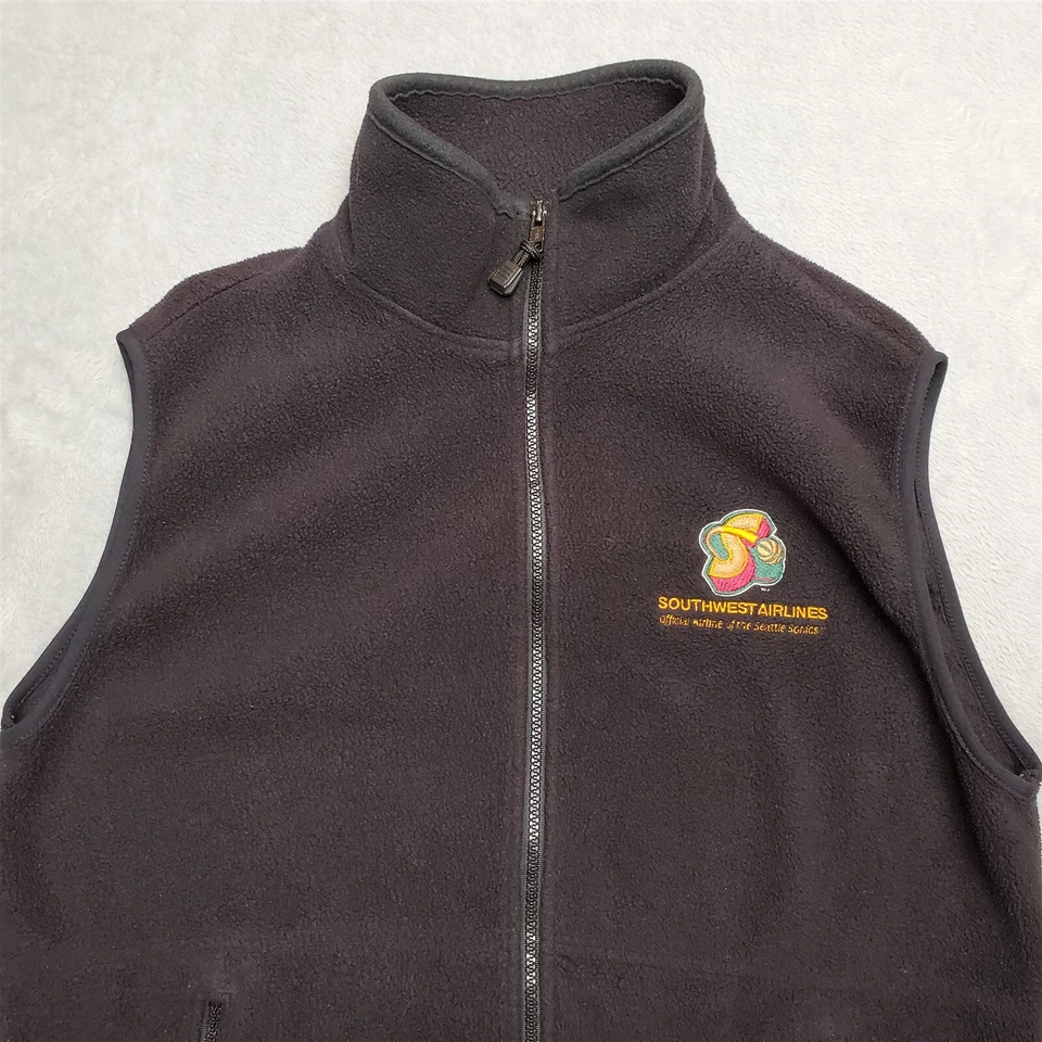 复古 Seattle Sonics 背心男式中号黑色羊毛涤纶全拉链西南 — 第 2/4 张图片