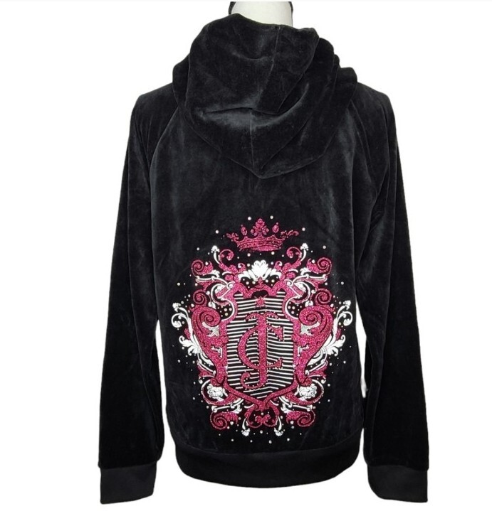 Juicy Couture Pleat Neck Velour Full Zip Hoodie NWT Large | eBay