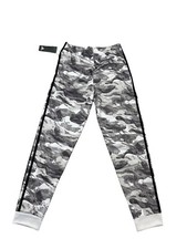 NWT Adidas Youth Boy's 3 striped Printed Jogger Pants Drawstring white L 14/16 