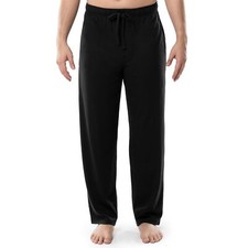 Men's Lightweight 100 Cotton Jersey Knit Sleep Pant with Pockets,L-Tall Black