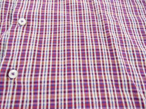 Alan Flusser Mens Dress Shirt L Red White Plaid Textured Long Sleeve - Picture 4 of 6