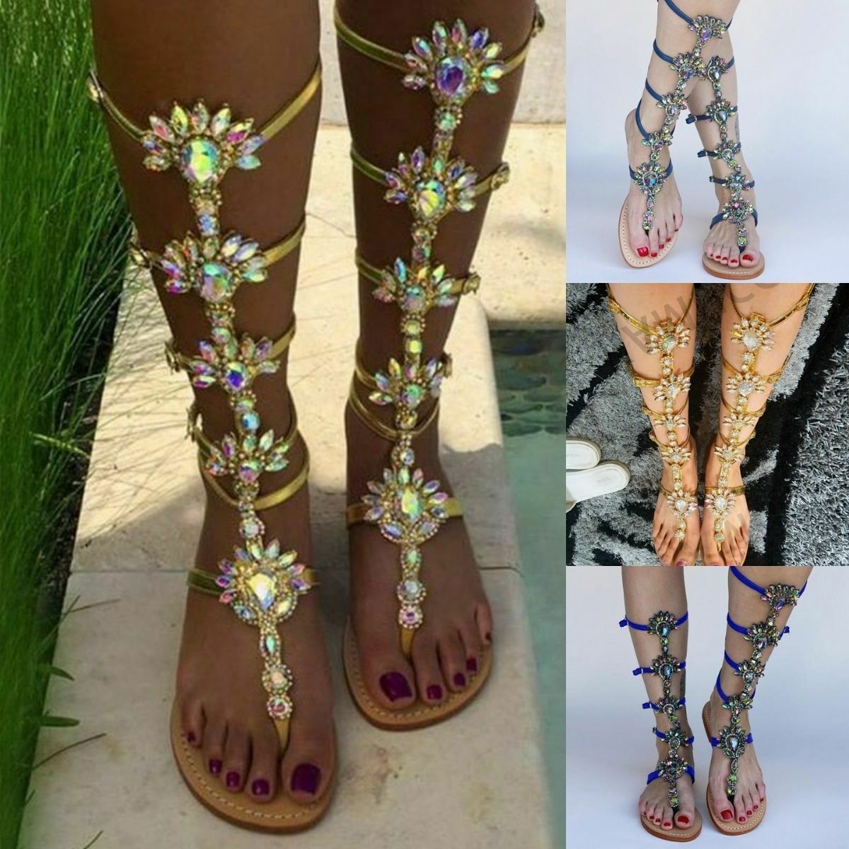 Knee High Gladiator Sandals, Women's Fashion, Footwear, Sandals on Carousell