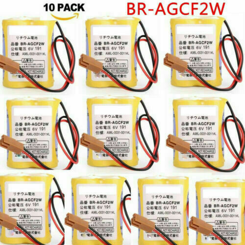 10pcs BR-AGCF2W 6V PLC Battery For FANUC CNC Backup A98L-0031-0011 w/ Brown Plug - Picture 1 of 6