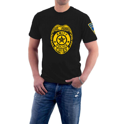 Amity Police Chief T-shirt Brody Shark Island Jaws Horror Movie tee by  Sillytees UK