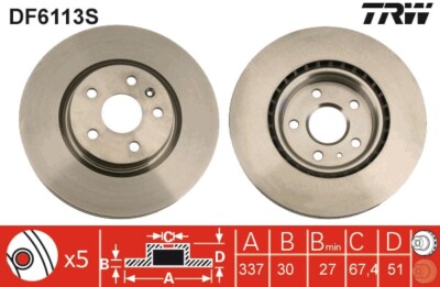 TRW DF6113S Bremsscheibe für OPEL,SAAB,VAUXHALL