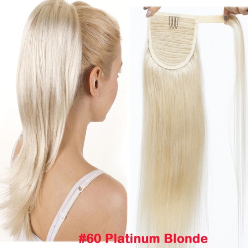 100% Real New Clip In REMY HUMAN Hair Extension Pony Tail Wrap Around Ponytail L - Picture 17 of 21