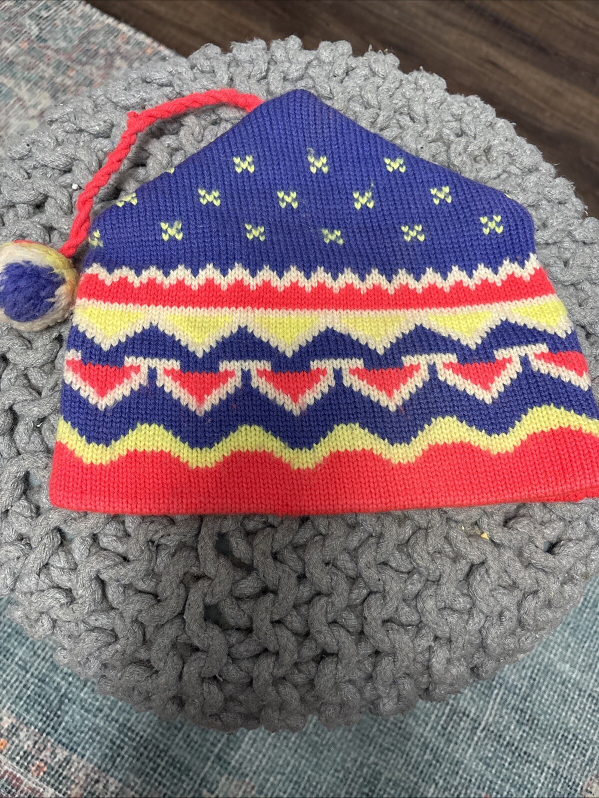 Vintage 90's CB  Winter SKI APRES Beanie Cap Hat Retro Wool Blend Rare Neon image 9
