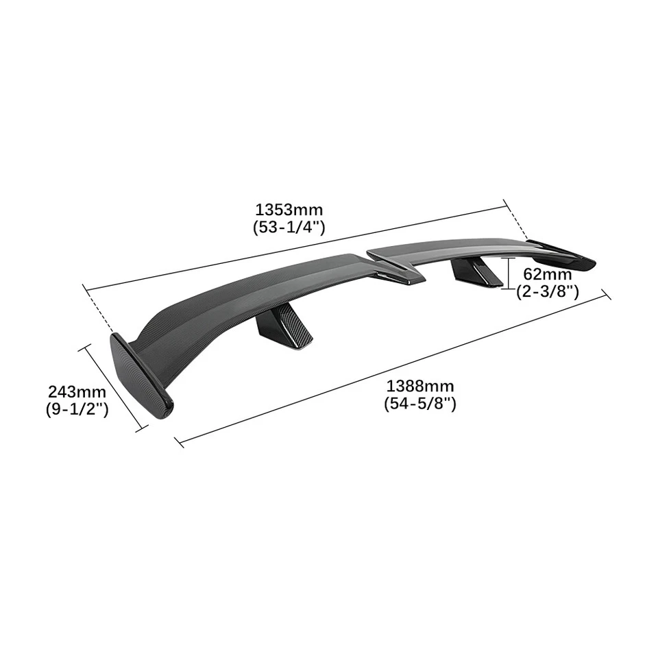 For Chevy Malibu 55'' Rear Trunk Spoiler Wing Tail Racing Pro Style CARBON FIBER - Image 2 of 4