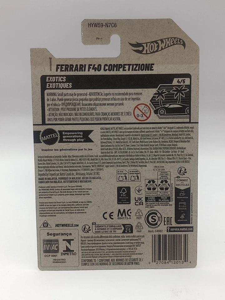 Hot Wheels FERRARI F4O COMPETIZIONE HW EXOTICS Mainline 2025 SPEDIZIONE GRATUITA - Immagine 2 di 4
