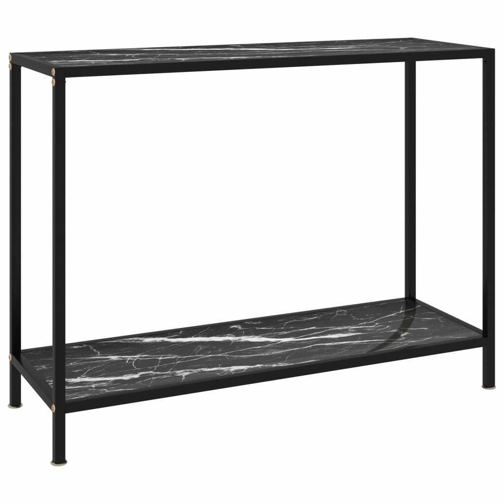 Sleek Black Console Table with Tempered Glass Top 39.4 Inch VidaXL