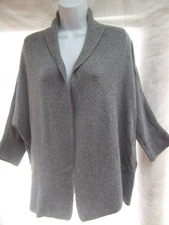 Sisters sweater open cardigan wrap sz M shawl collar 3/4 wool angora pocket MINT