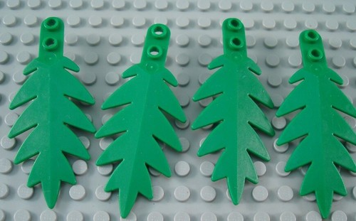 LEGO Lot of 4 Small Green Pine Tree Leaves