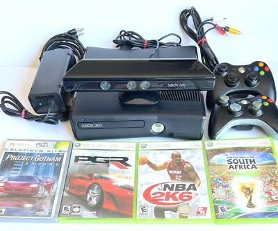MICROSOFT XBOX 360 S HOME GAME CONSOLE BUNDLE WITH KINECT 2 CONTROLLERS 4 GAMES