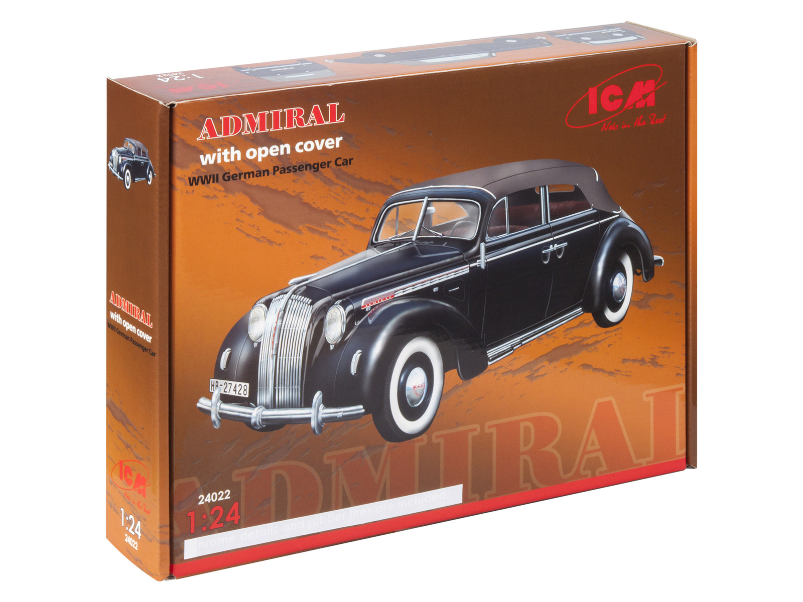 ICM 24022 1:24 Admiral Cabriolet  Soft Top, WWII German Passenger Car