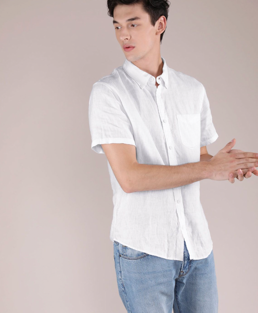 NWT Grana Mens Irish Linen Shirt White XS short sleeve button up | eBay