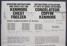 1979 Simpson Sears Kenmore Chest Freezer Owners Manual/Parts List Eng/Fr 19 Mod