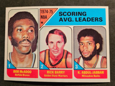 1975-76 Topps #1 NBA Scoring Avg. Leaders Abdul-Jabbar / McAdoo / Barry EX 12453