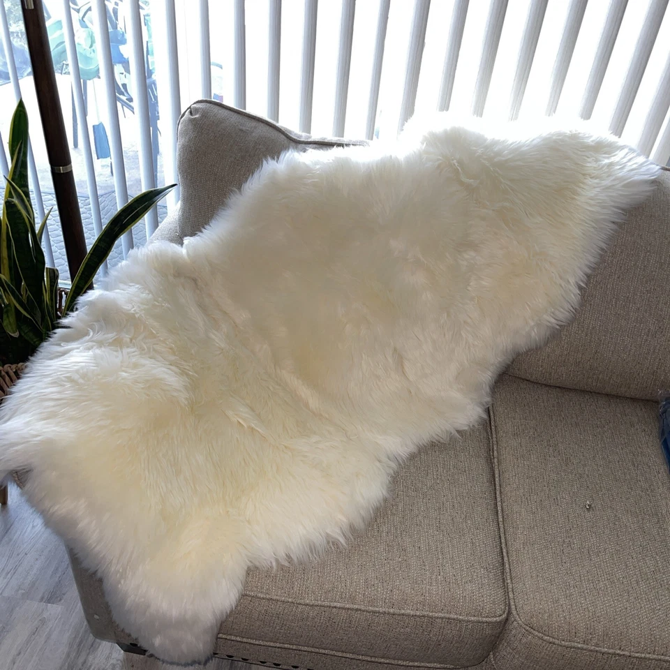 BONZ 1.5 Piedra Lujosa Lana Larga Piel de Oveja 60cmX130cm Hecho en Nueva Zelanda Foto 2 de 4