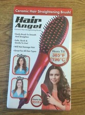NEW-HAIR ANGEL CERAMIC HAIR STRAIGHTENING BRUSH Adjust Temp Control LCD Screen