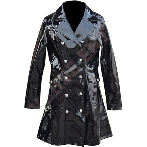 Women PVC Leather Trench Vinyl Shiny Light Weighted Raincoat Stylish Trench Coat - Picture 1 of 3