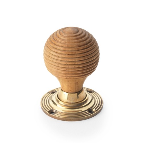 Pewter Cast Iron Davenport Rim Lock Teak Wood Aged Brass Beehive Door Knobs - Picture 3 of 4