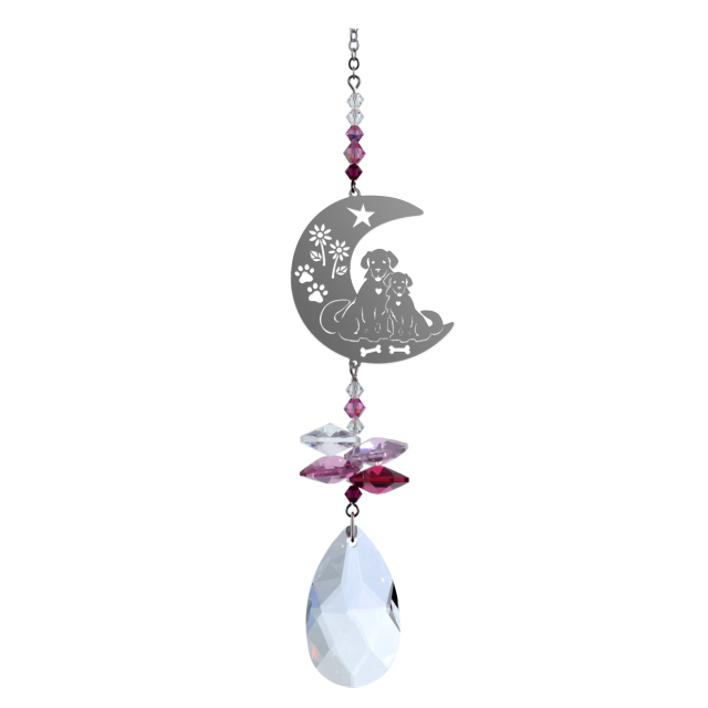 Puppies In Love - Fantasy Hanging Sun-catcher Embellished with Austrian Crystals