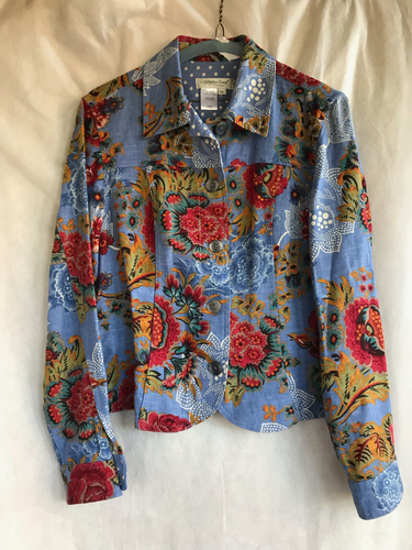 Gilet AJ Fleuri Perles Bleu Et Blanc - Taille L - Neuf Avec étiquettes