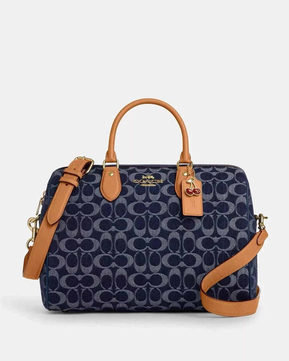バッグ Coach Satchel Bag Signature Denim NWT Coach Rowan Large Satchel Bag In Signature Denim Canvas CY699