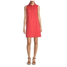 Liz Claiborne Dress Women Size Small Eyelet Sleeveless Shirt Shift Summer Casual