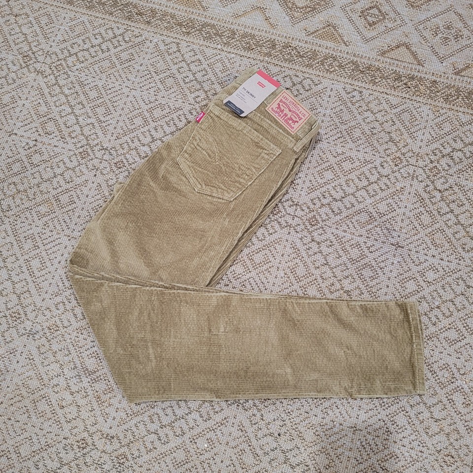 NWT Levi's 29×30 711 Skinny Corduroy Pants Jeans Dark Green Olive Khaki