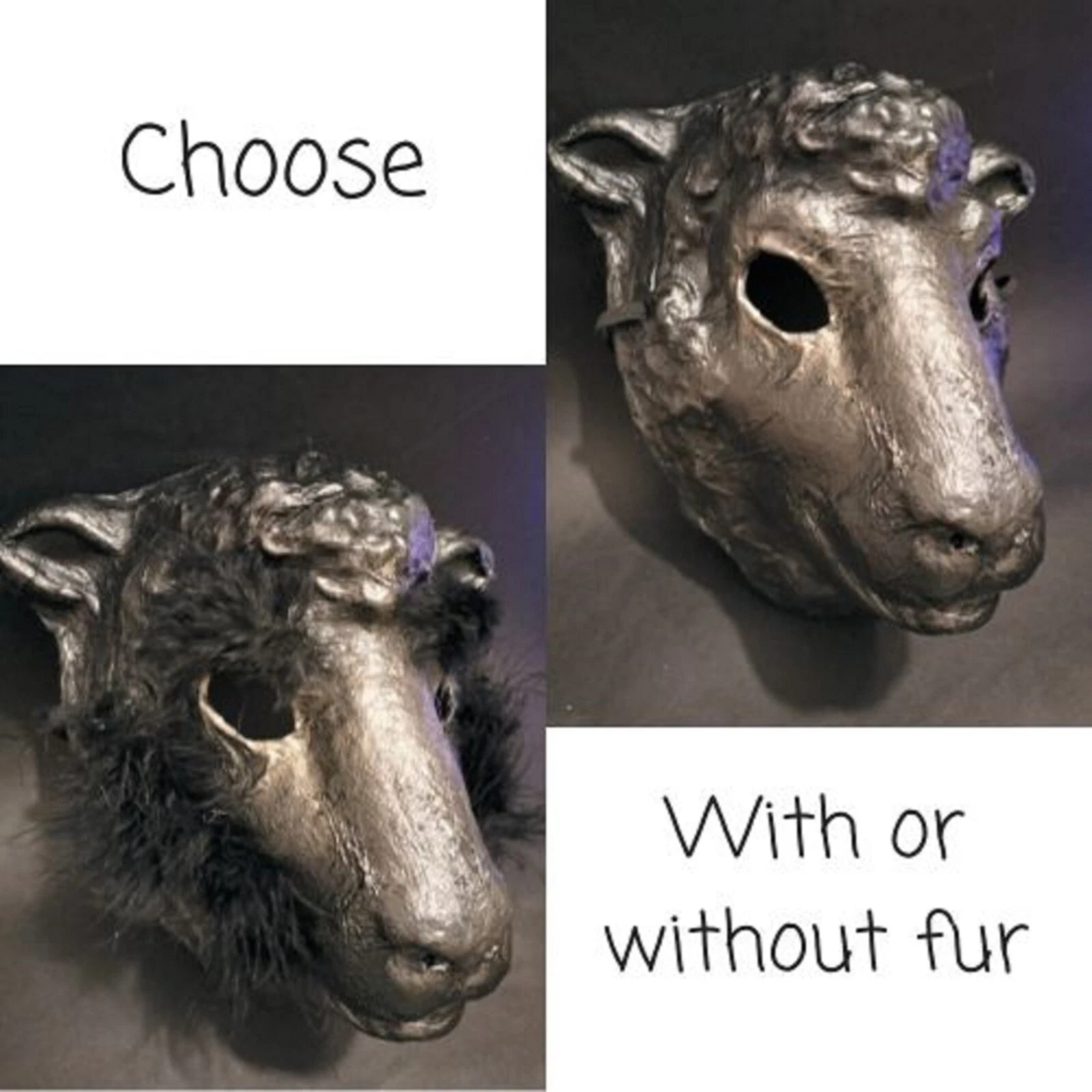 Original Paper Mache Black Sheep Mask, Farm Animal Mask, Papier Mache Mask,