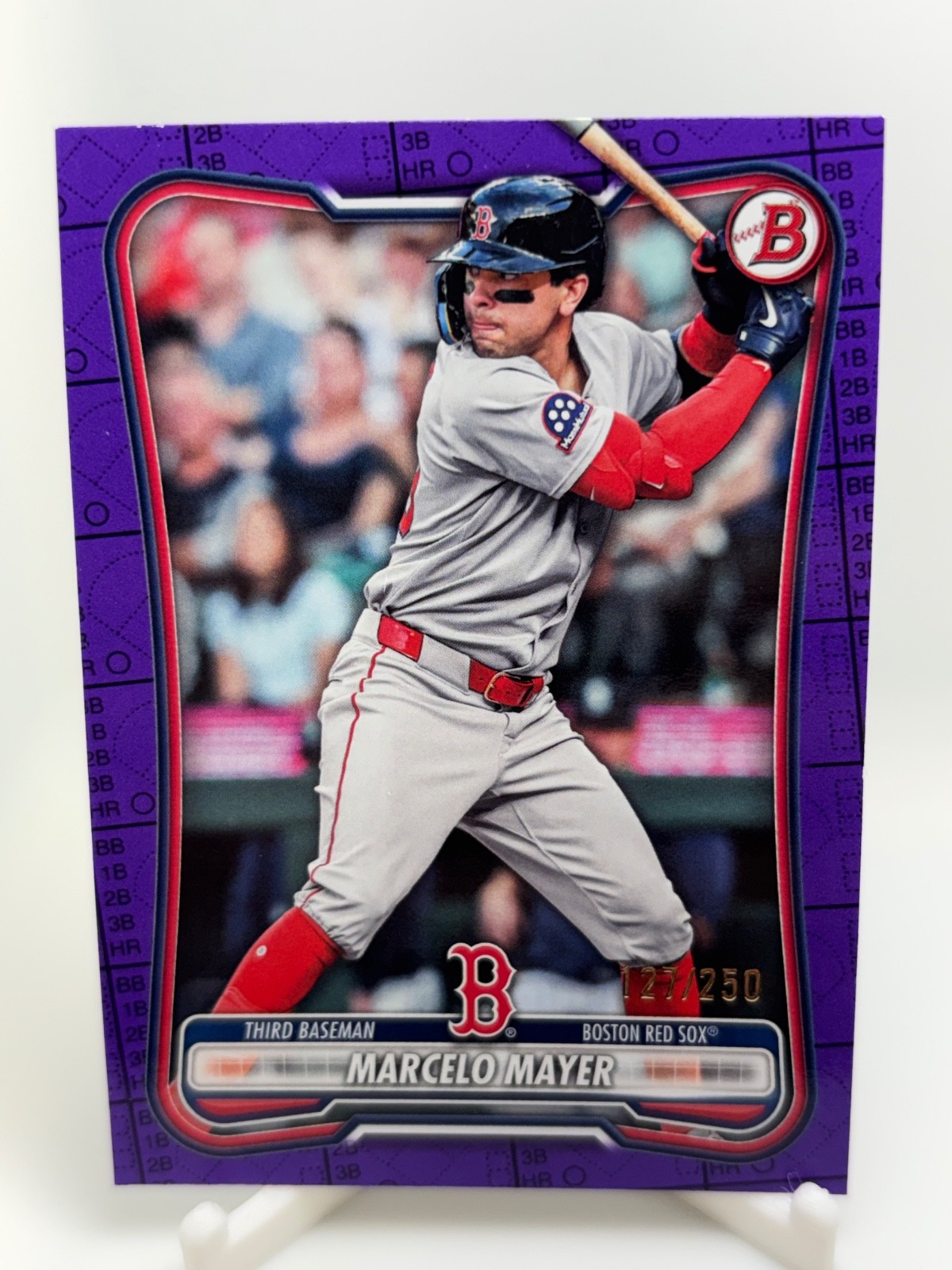 2026 Bowman Marcelo Mayer Scorecard Purple Refractor /250 SP Short Print