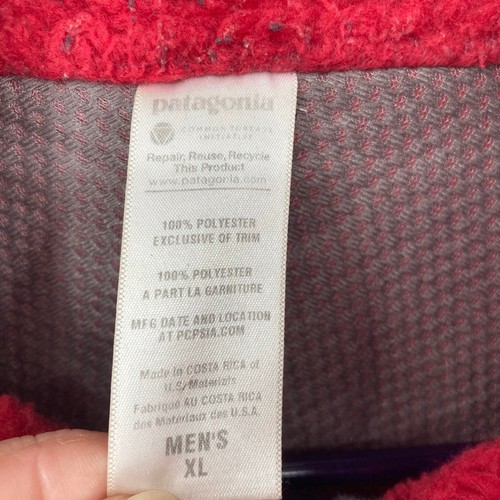 Patagonia Retro Deep Pile Full Zip Pomegranate Red Gray Jacket Men’s XL Pocket - Bild 5 von 9