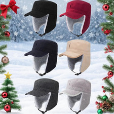 Men Warm Winter Hats with Visor Windproof Earflap Hat Outdoor Thermal Skull Cap