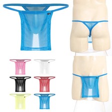 Men's Sheer Mesh Panties T-Back Underwear Sumo Bottoms Trunks Nightwear Briefs
