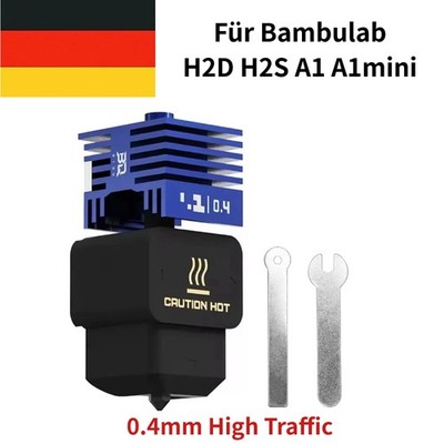 3D Drucker für Bambulab H2D H2S A1 A1mini Hotend Kit 0.4mm Gehärteter Stahl Düse