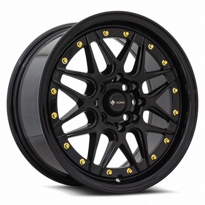Vors Wheels Rim VR7 15x7 4x100/4x114.3 ET35 73.1CB All Black Gold Rivet
