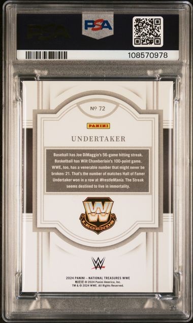 2024 Panini National Treasures WWE Undertaker #72 Holo Gold #01/10 PSA 8 Pop 1 view 2