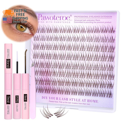Brown Lash Extension Kit Lash Clusters Wispy Clear Band 10-12Mm Individual Lashe