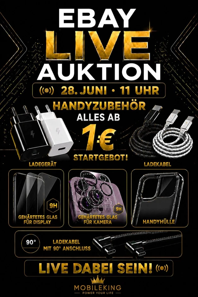 Alles ab 1€ live Auktionen: iPhone,  Samsung, Huawei, Xiaomi Handyzubehör